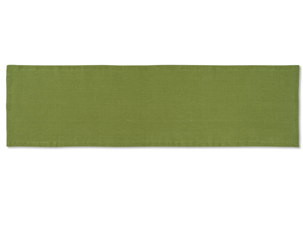 A linen table runner in the color lime