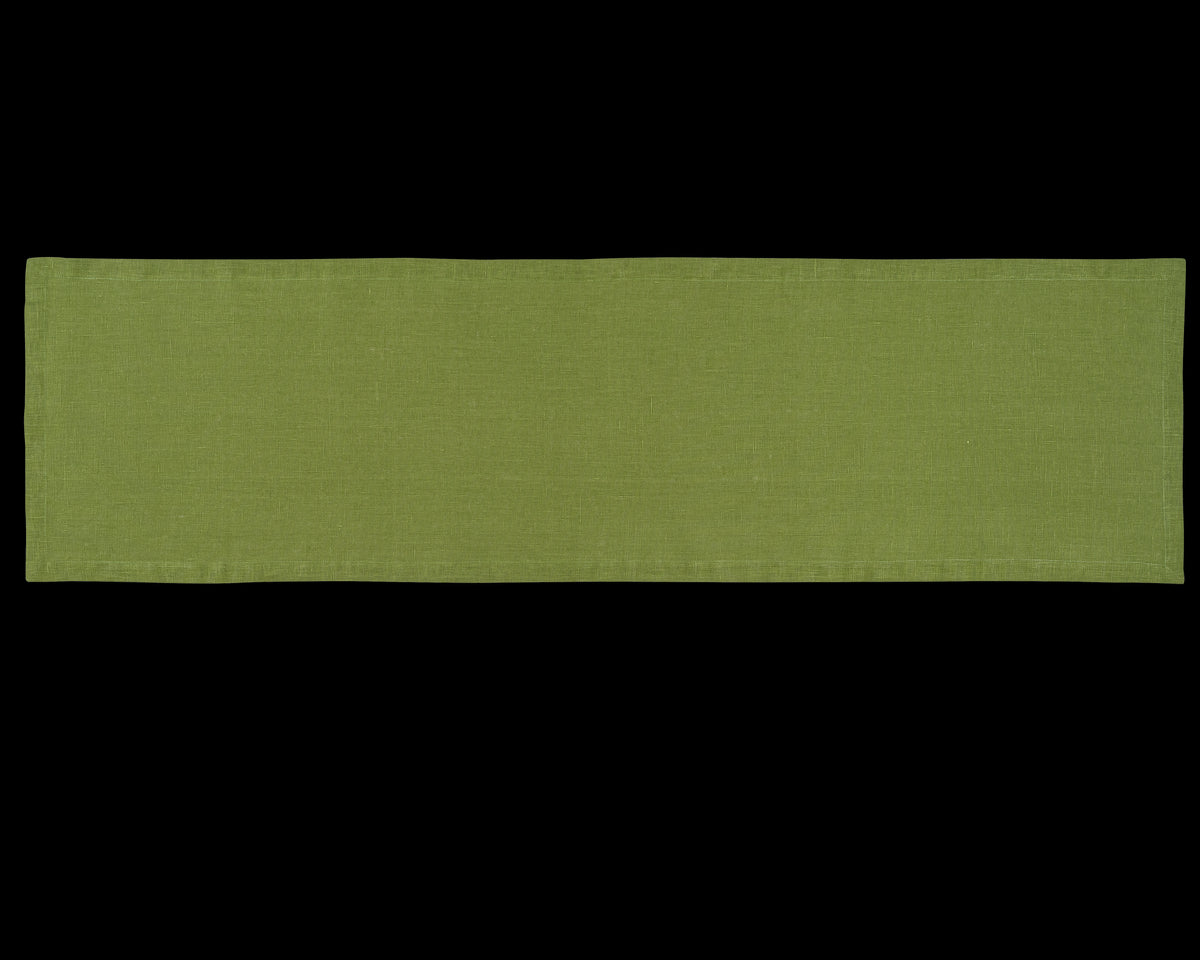 A linen table runner in the color lime