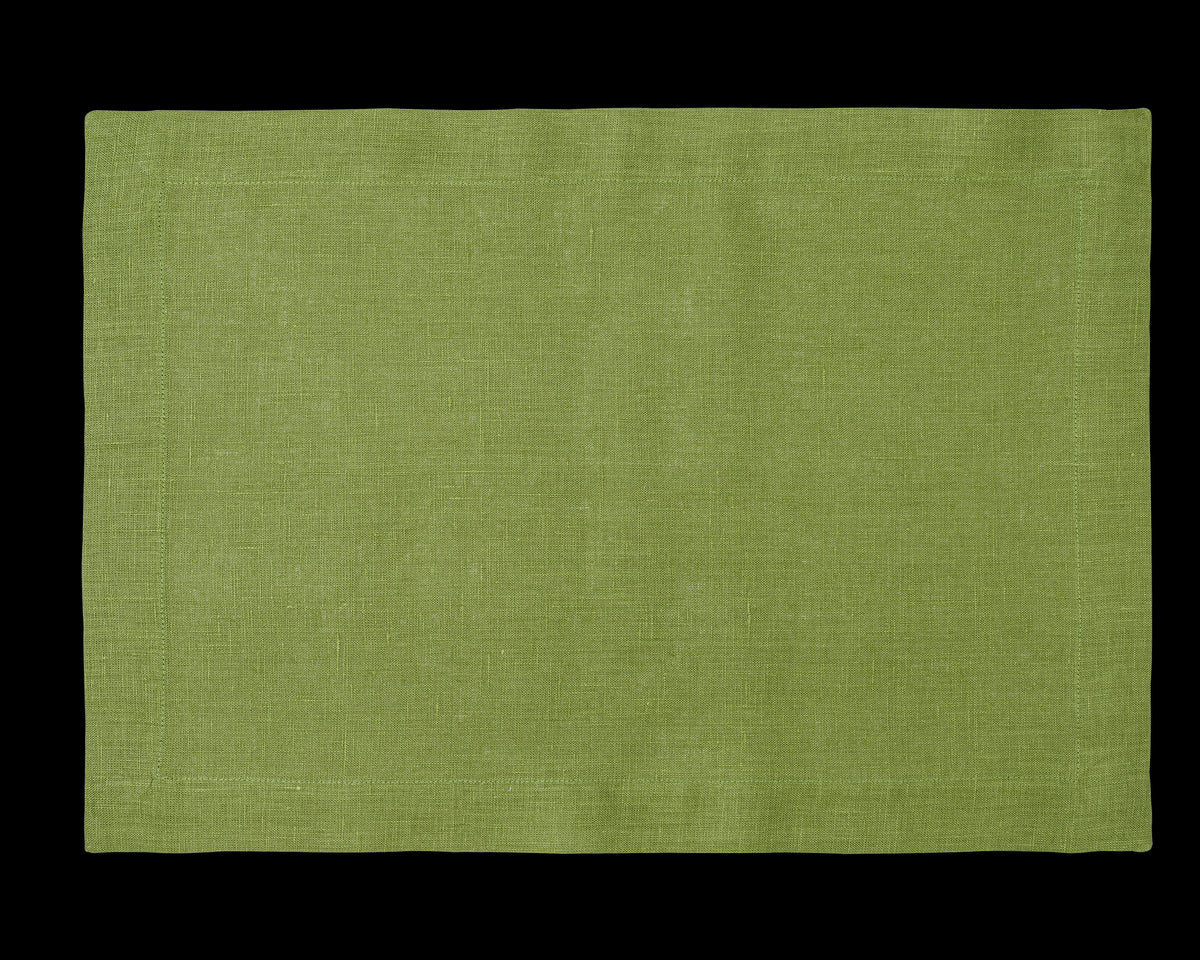 A linen placemat in the color lime