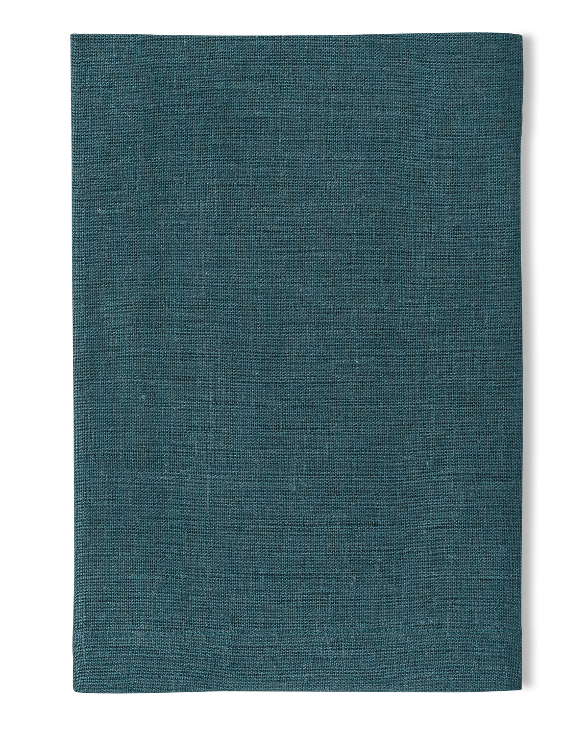 A linen placemat in the color peacock