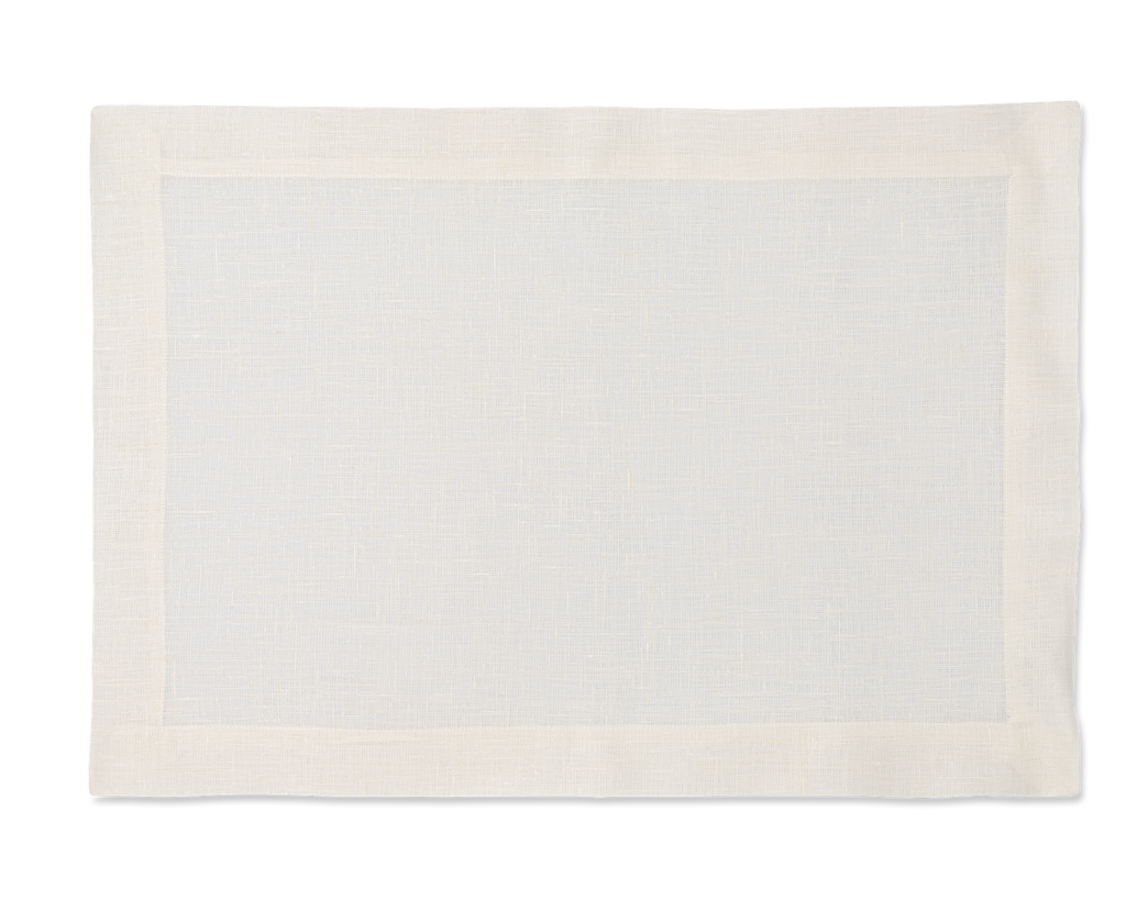 A linen placemat in the color oyster