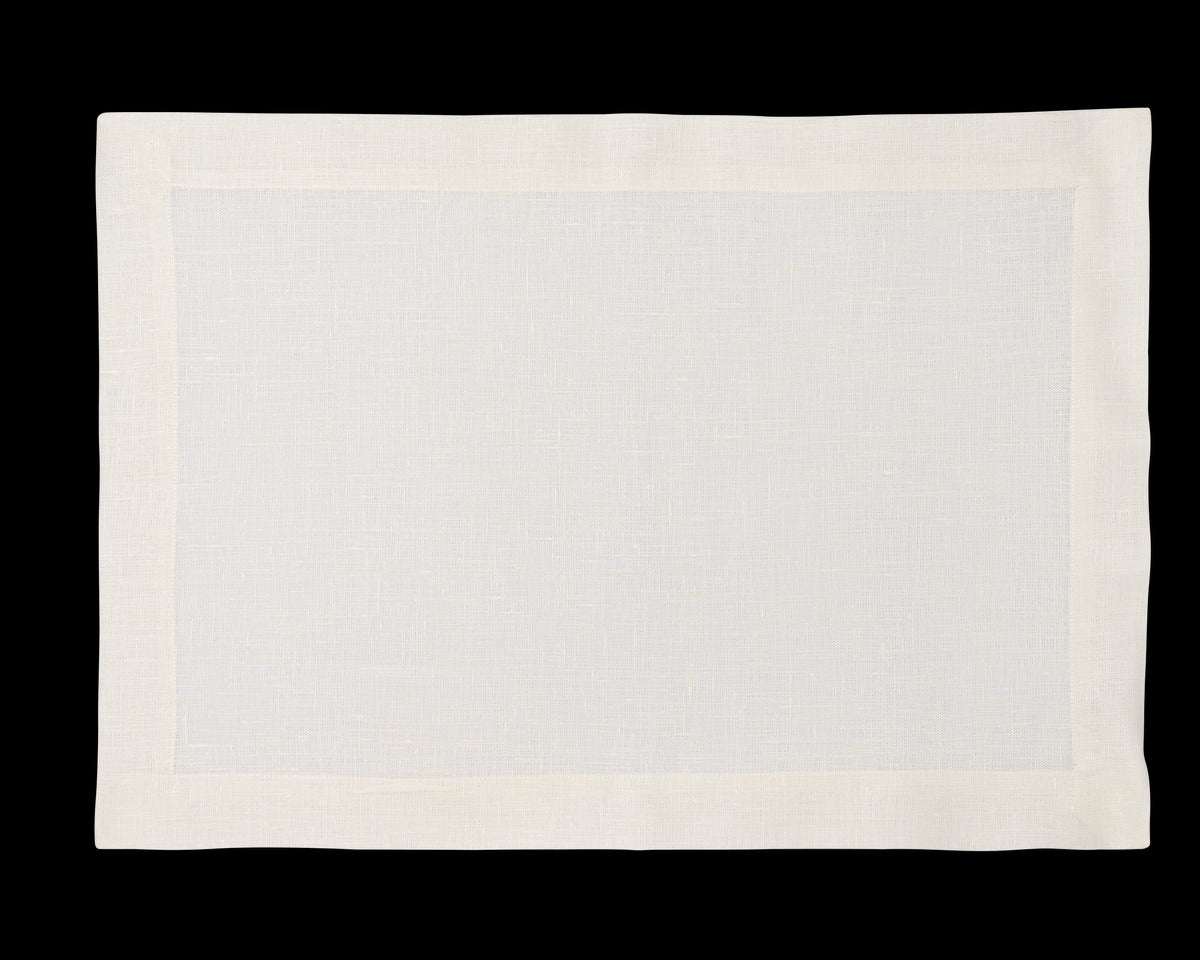 A linen placemat in the color oyster