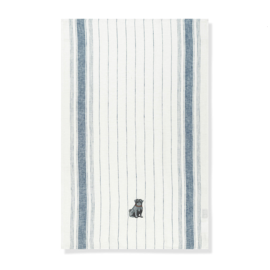 Kitchen Towel with Pug Embroidery