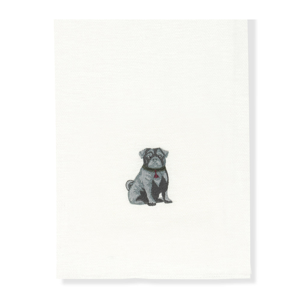 Kitchen Towel with Pug Embroidery