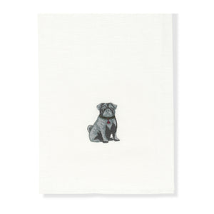 Kitchen Towel with Pug Embroidery