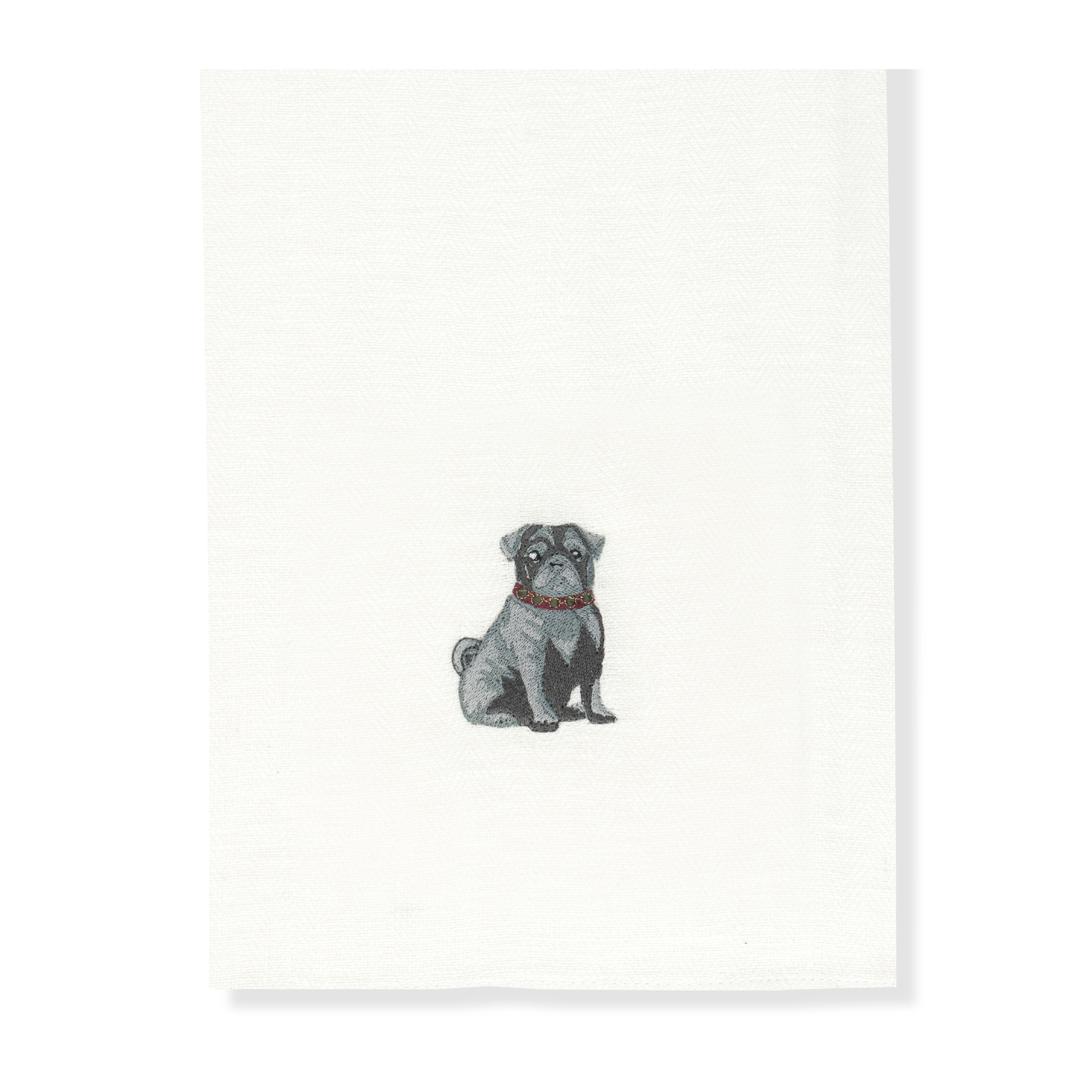 Kitchen Towel with Pug Embroidery