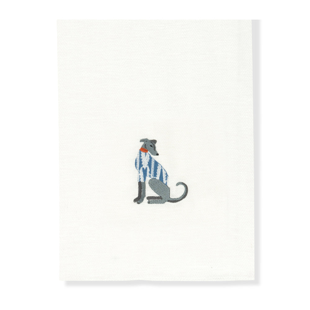 Kitchen towel with lurcher embroidery