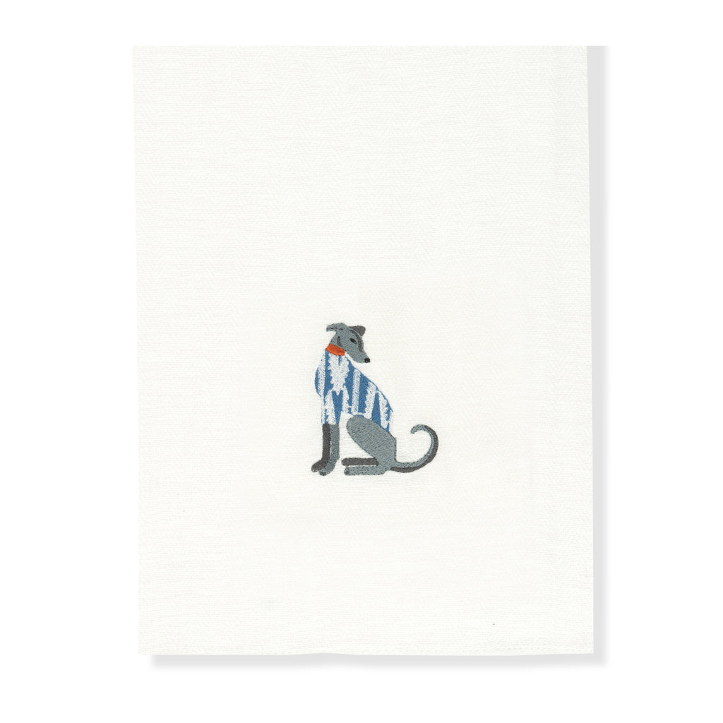 Kitchen towel with lurcher embroidery
