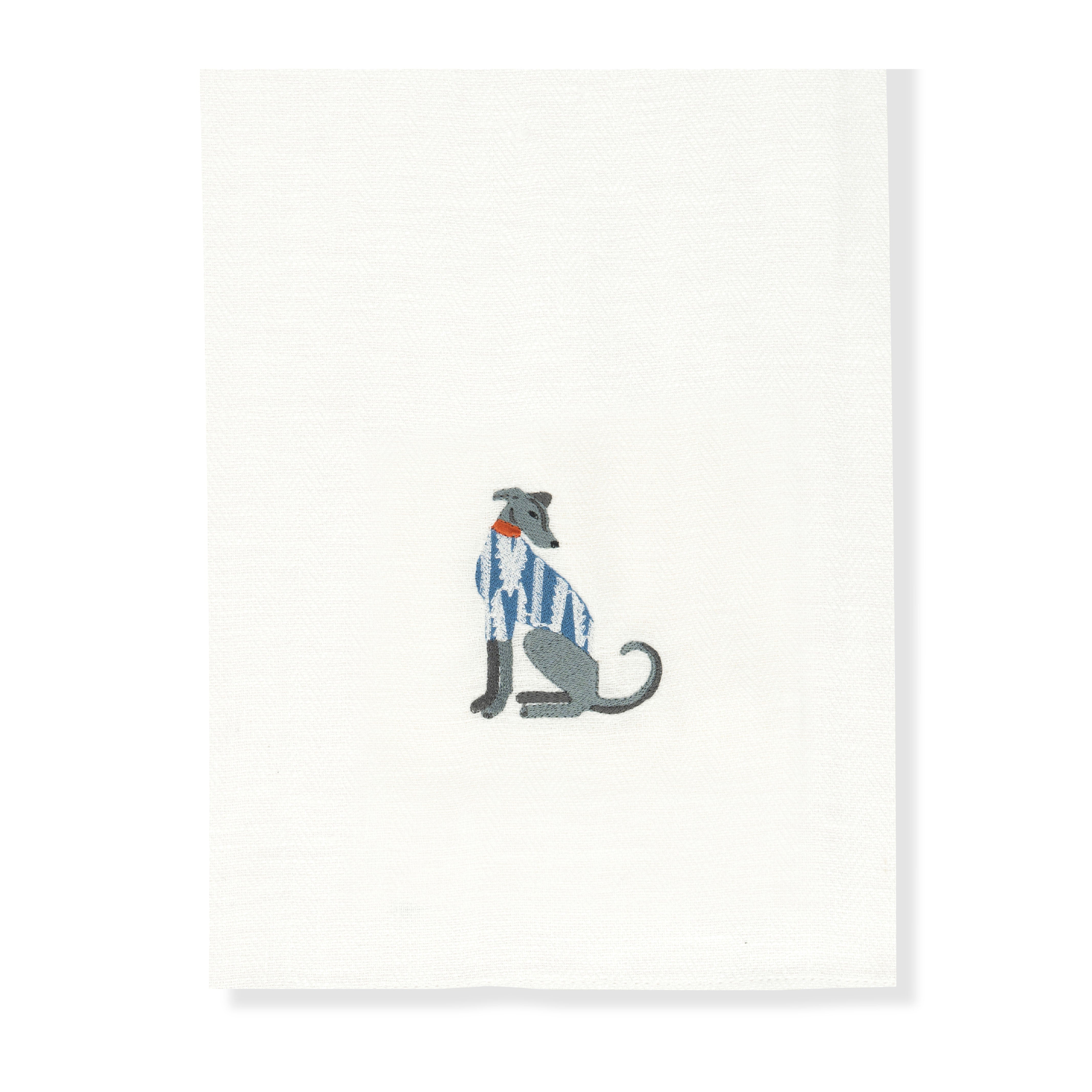 Kitchen towel with lurcher embroidery