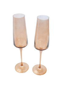 Estelle Colored Champagne Flute, Set of 6 in Amber Smoke