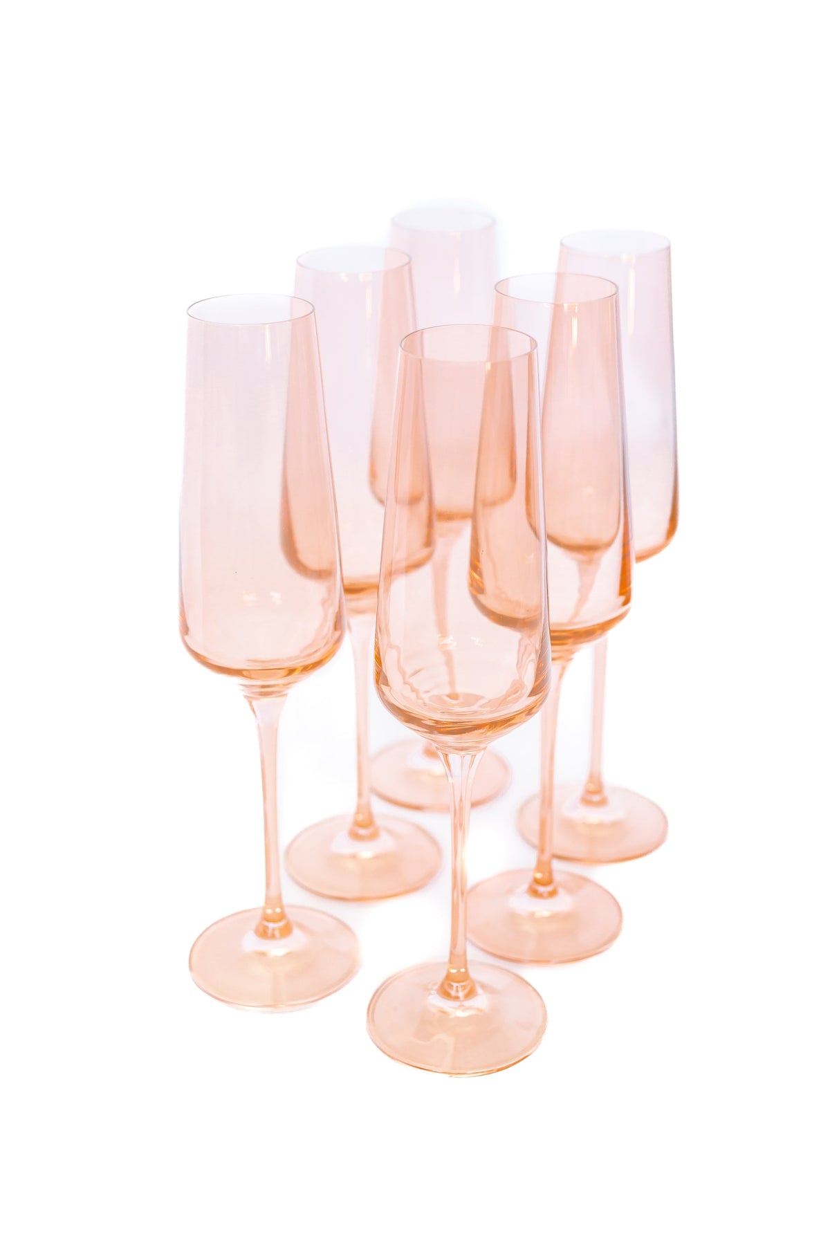 Estelle Colored Champagne Flute, Set of 6 in Blush Pink