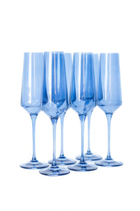 Estelle Colored Champagne Flute, Set of 6 in Cobalt Blue