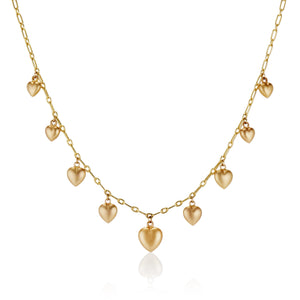 Graduated Puffy Heart Necklace