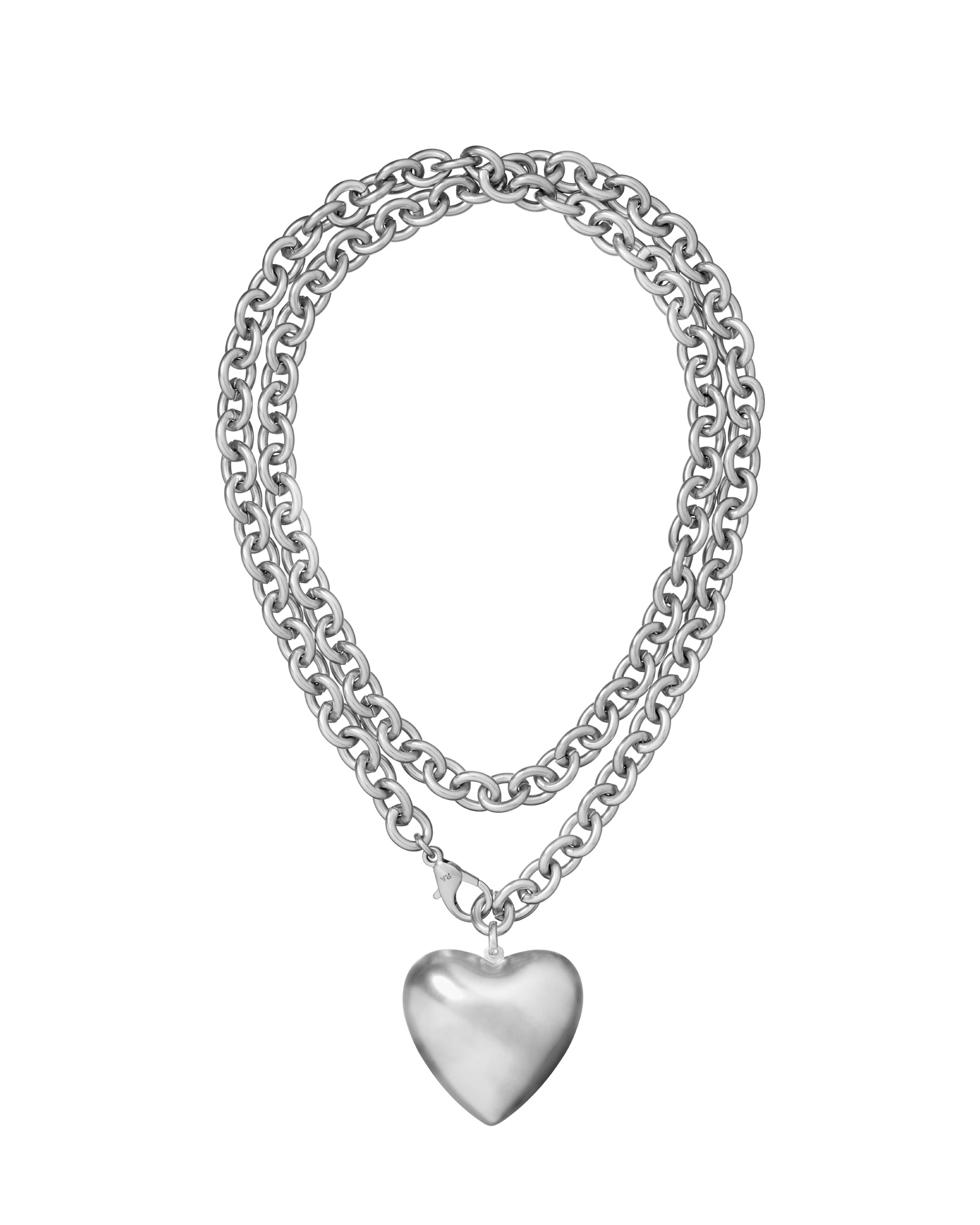 ADERERROR Twin Heart Necklace シルバー The Puffy Heart Necklace in Silver | Over The Moon