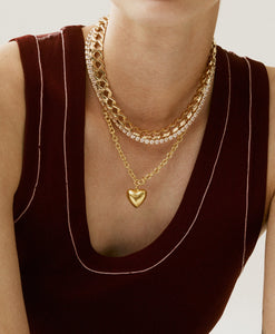 The Mini Puffy Heart Necklace in Gold