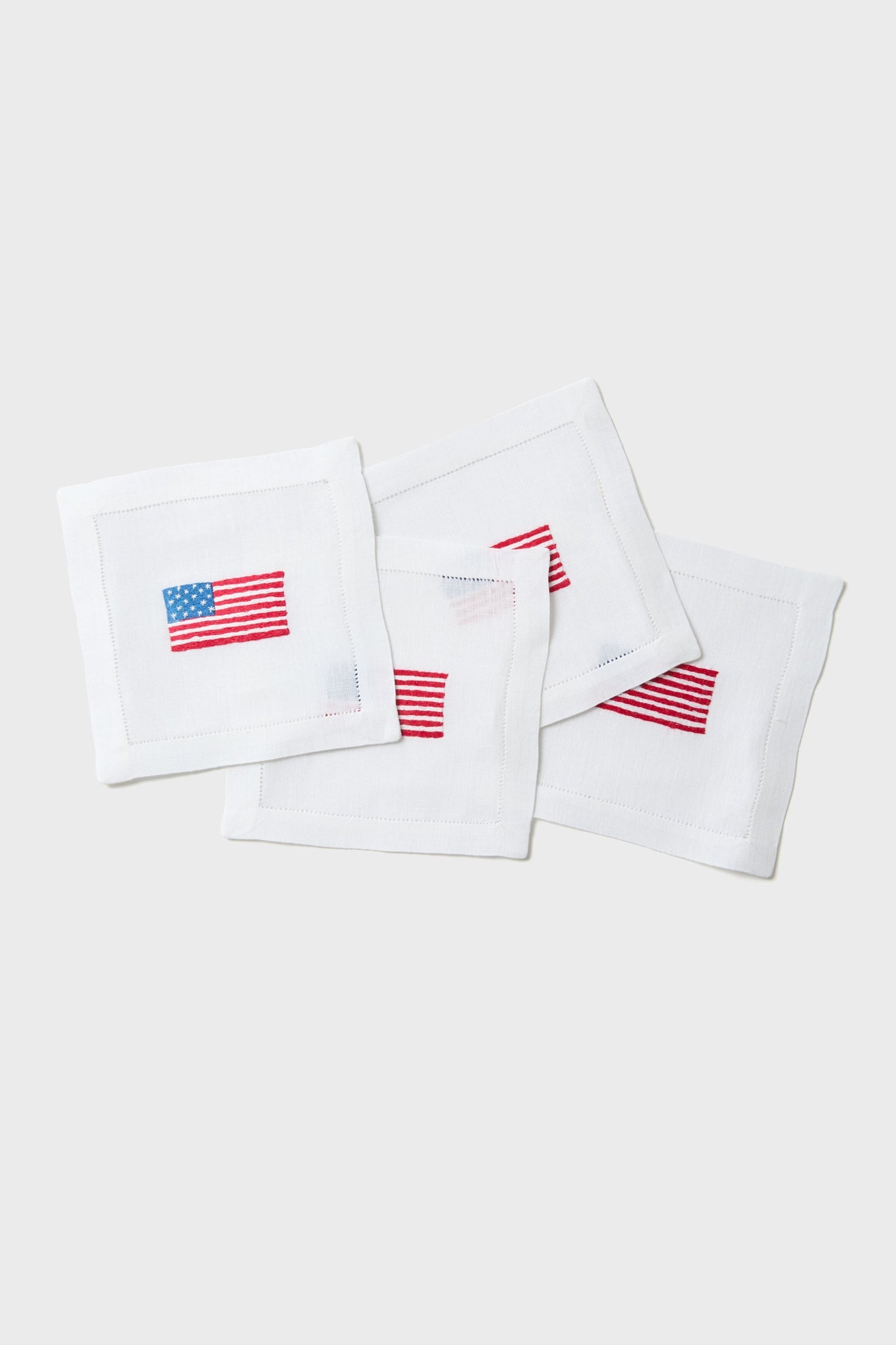 American Flag Embroidered Cocktail Napkins Set of 4