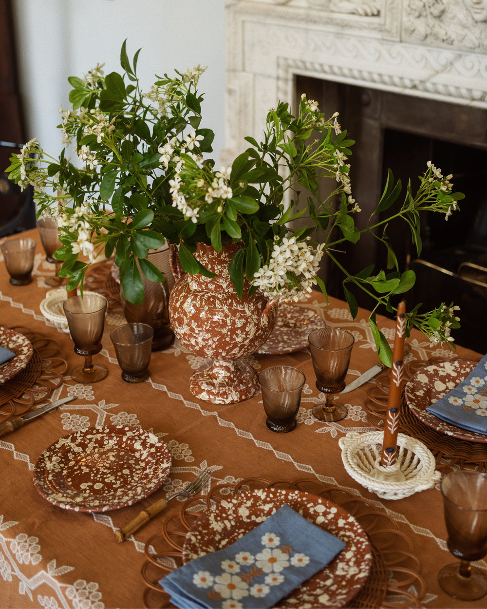 Splatter Side Plate in Terracotta & Cream, Set of 4