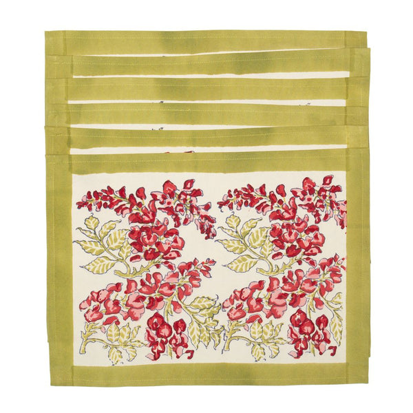Wisteria Mats in Pink & Green, Set of 6
