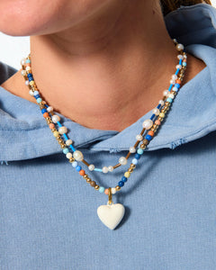 The Happy Baby Bead Necklace Duo in Denim