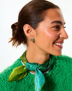 The Stone Huggie Earrings in Moss Agate
