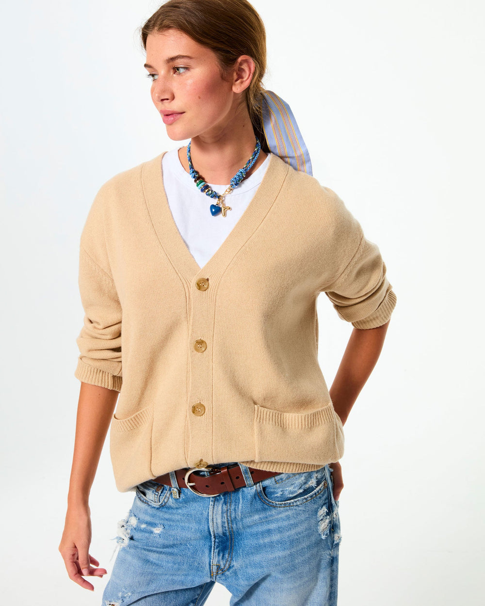 The Super Size Happy Cord Necklace in Denim