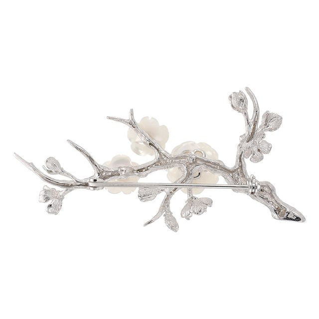 White Sakura Blossom Brooch