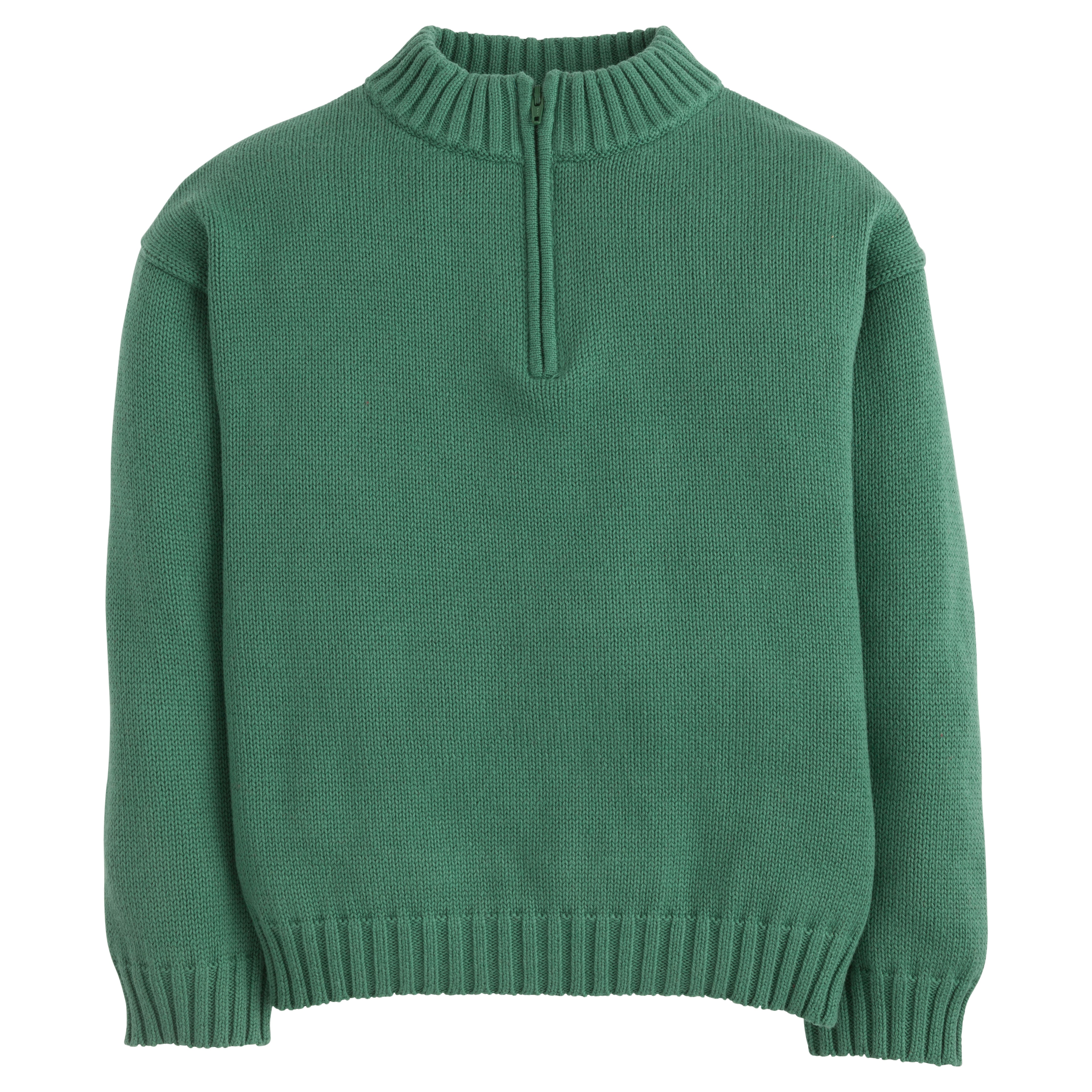 Little English classic childrens clothing, boys hunter green quarter zip sweater