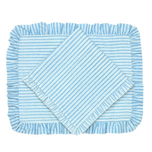 Ruffle Napkin in Blue Stripes, Set of 4
