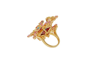 Butterfly Halo Ring in Gold Multi
