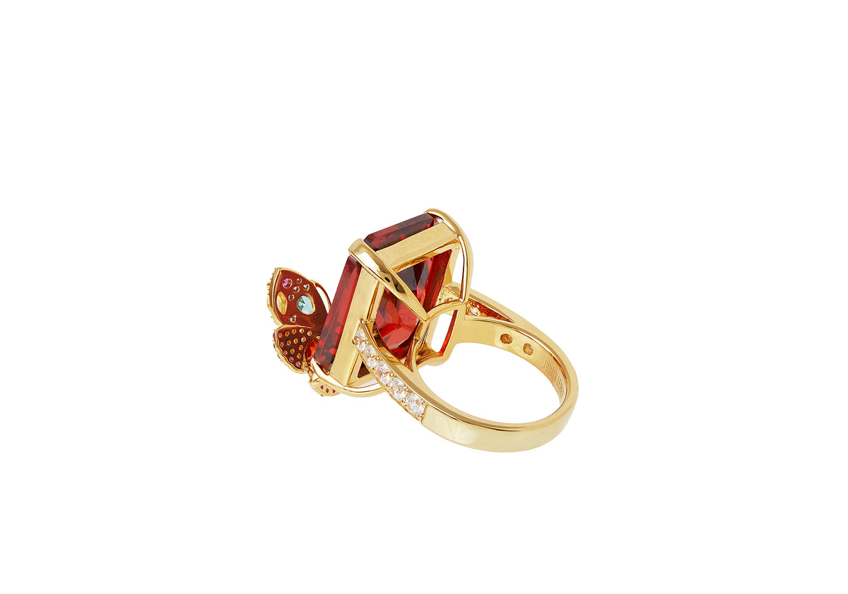 Butterfly Cocktail Ring in Gold Multi