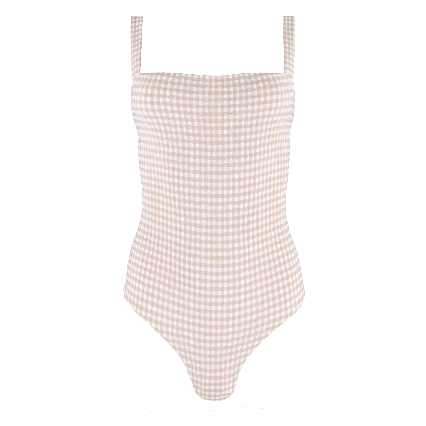 Women’s Brown Crinkle Gingham Low Back One Piece