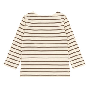 Unisex Brown And Cream Breton Stripe Long Sleeve Tee