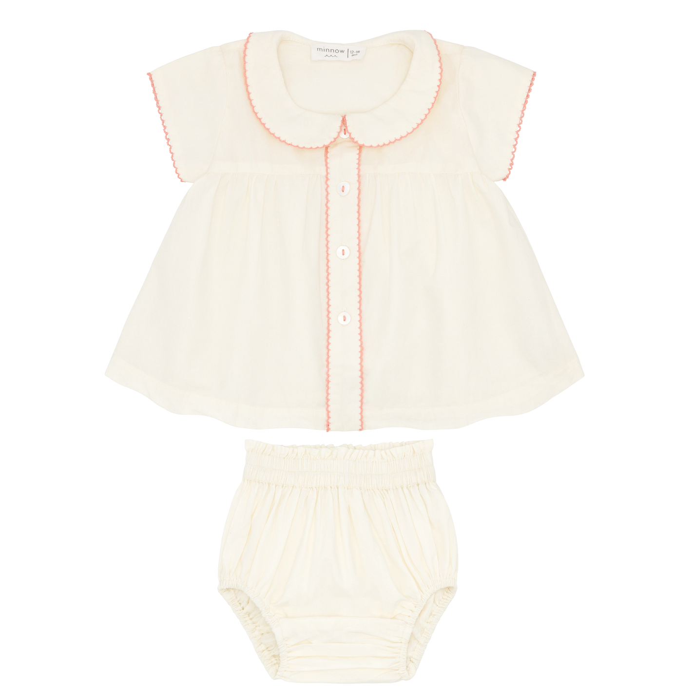 Baby Girls Cream Collared Bloomer Set