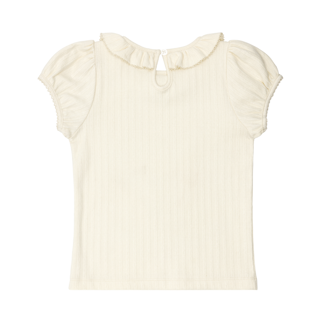 Girls Cream Pointelle Puff Sleeve Blouse