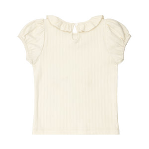 Girls Cream Pointelle Puff Sleeve Blouse