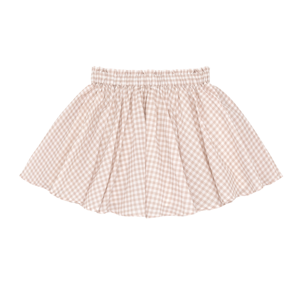 Girls Brown Gingham Skirt