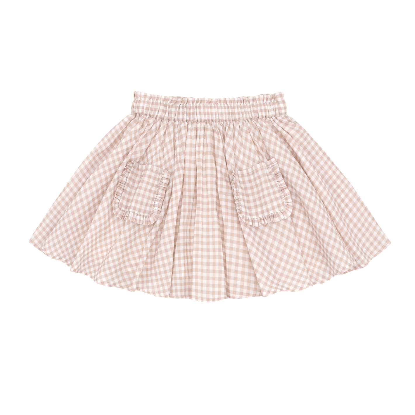 Girls Brown Gingham Skirt