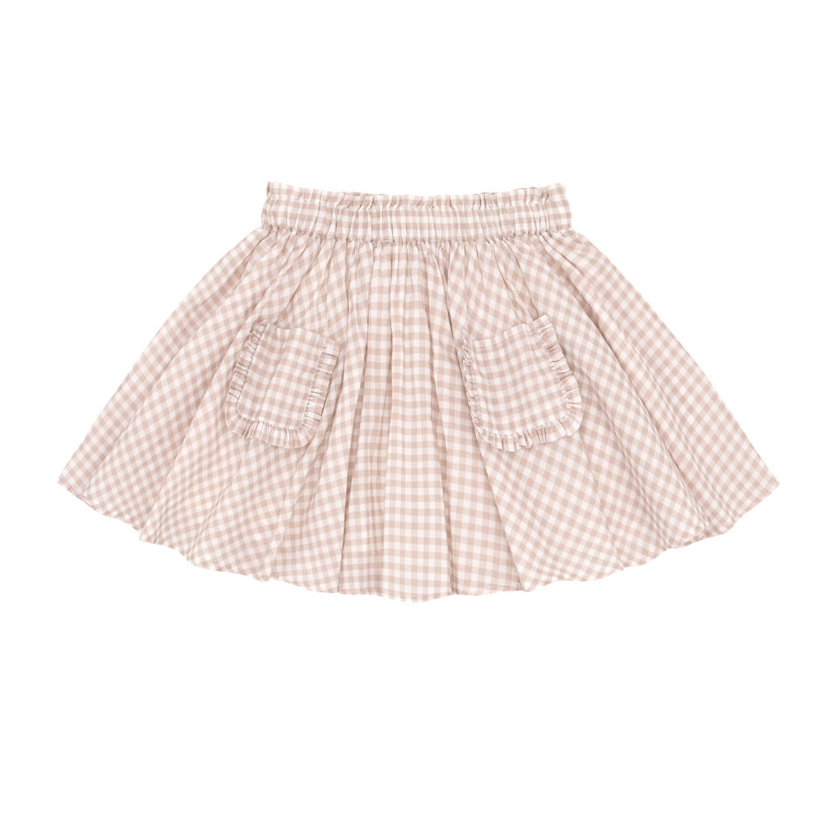 Girls Brown Gingham Skirt