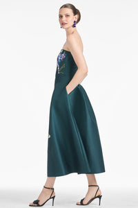 Shay Dress in Forest Green Placement Ikat