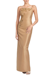 Embellished Pryce Gown in Chestnut Gold