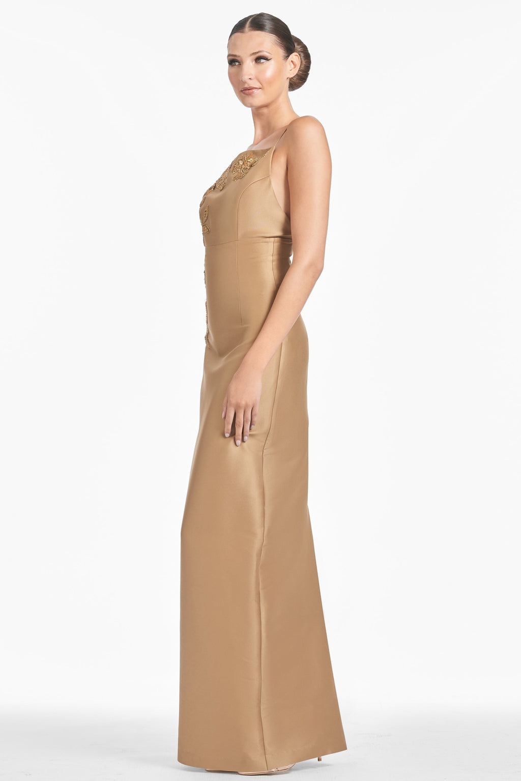 slim fit dress slacks Women's Umbra Maxi Dress Tan & White in Size L/XL by Outcast