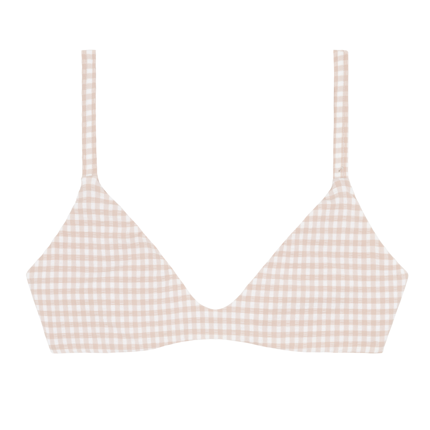 Women’s Brown Crinkle Gingham Bikini Top