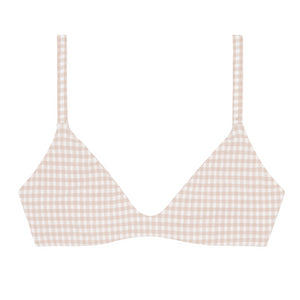 Women’s Brown Crinkle Gingham Bikini Top