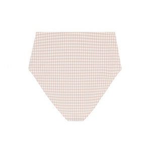 Women's Brown Crinkle Gingham High Waisted Bikini Bottom