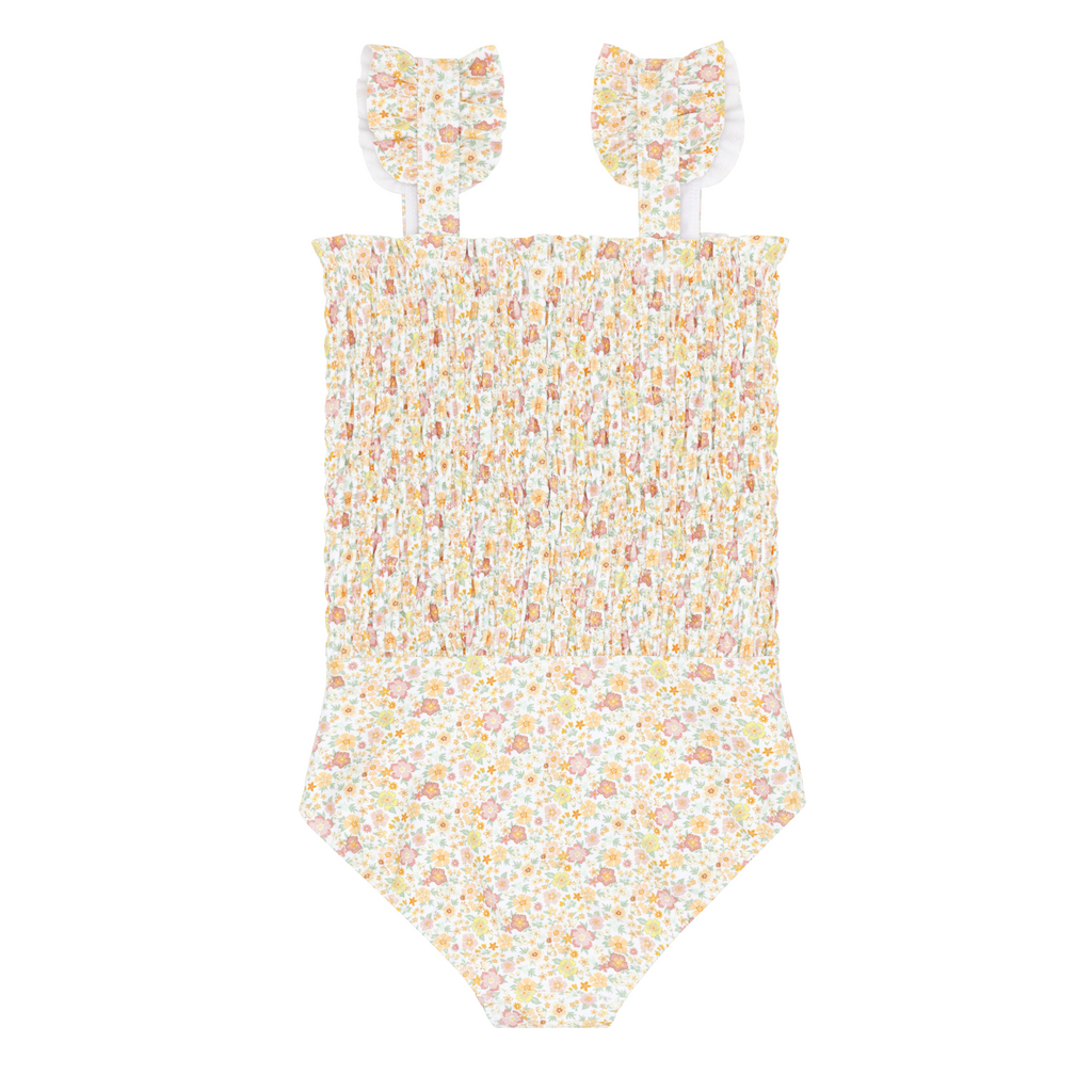 Girls Marigold Floral Smocked One Piece