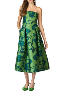 Shay Dress in Empress Green Roses