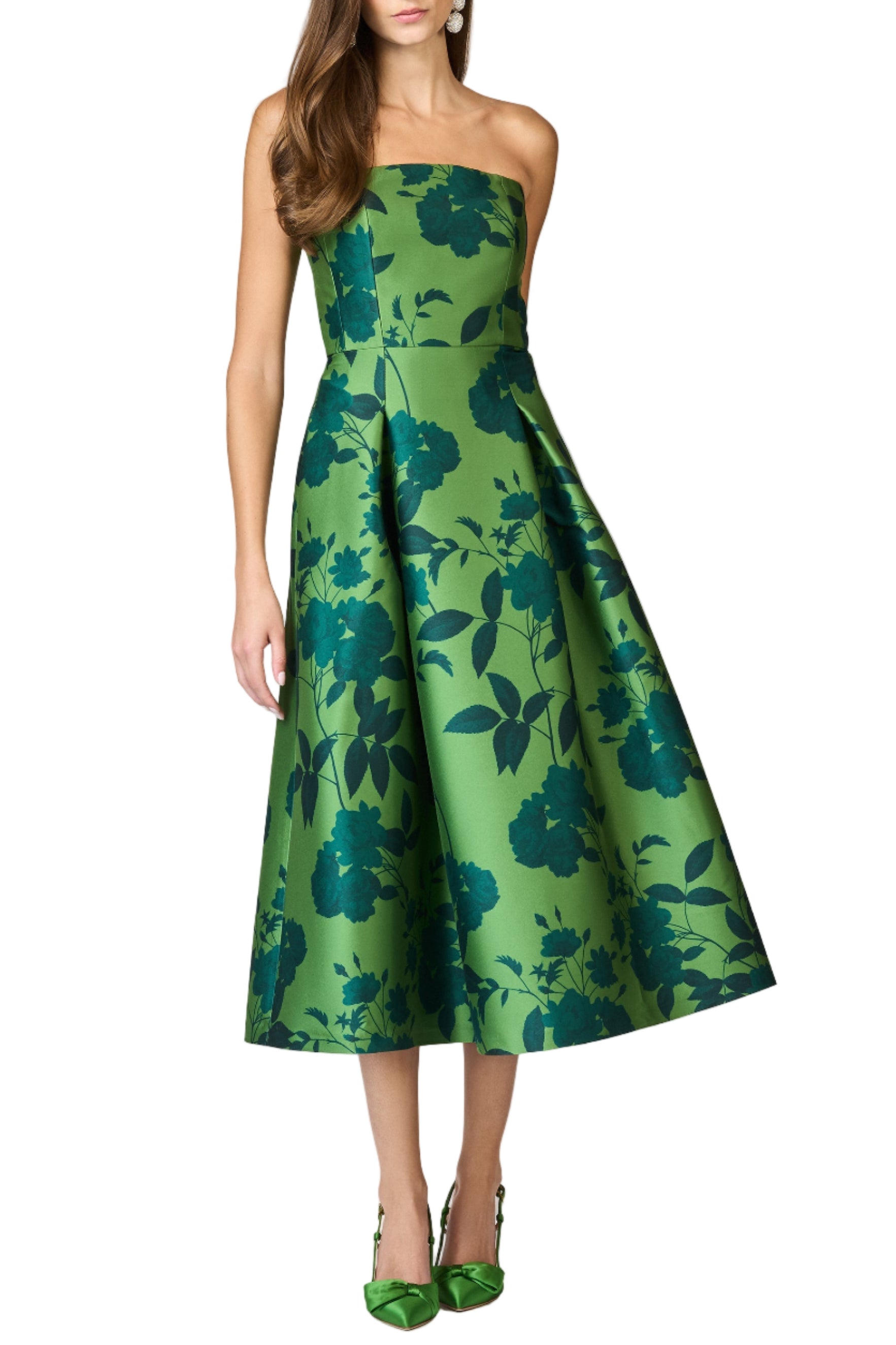 Shay Dress in Empress Green Roses