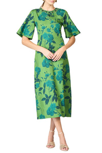 Embellished Lemie Dress in Empress Green Roses