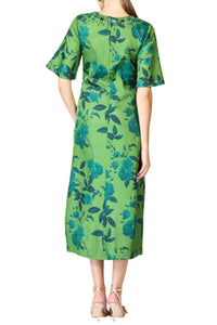 Embellished Lemie Dress in Empress Green Roses