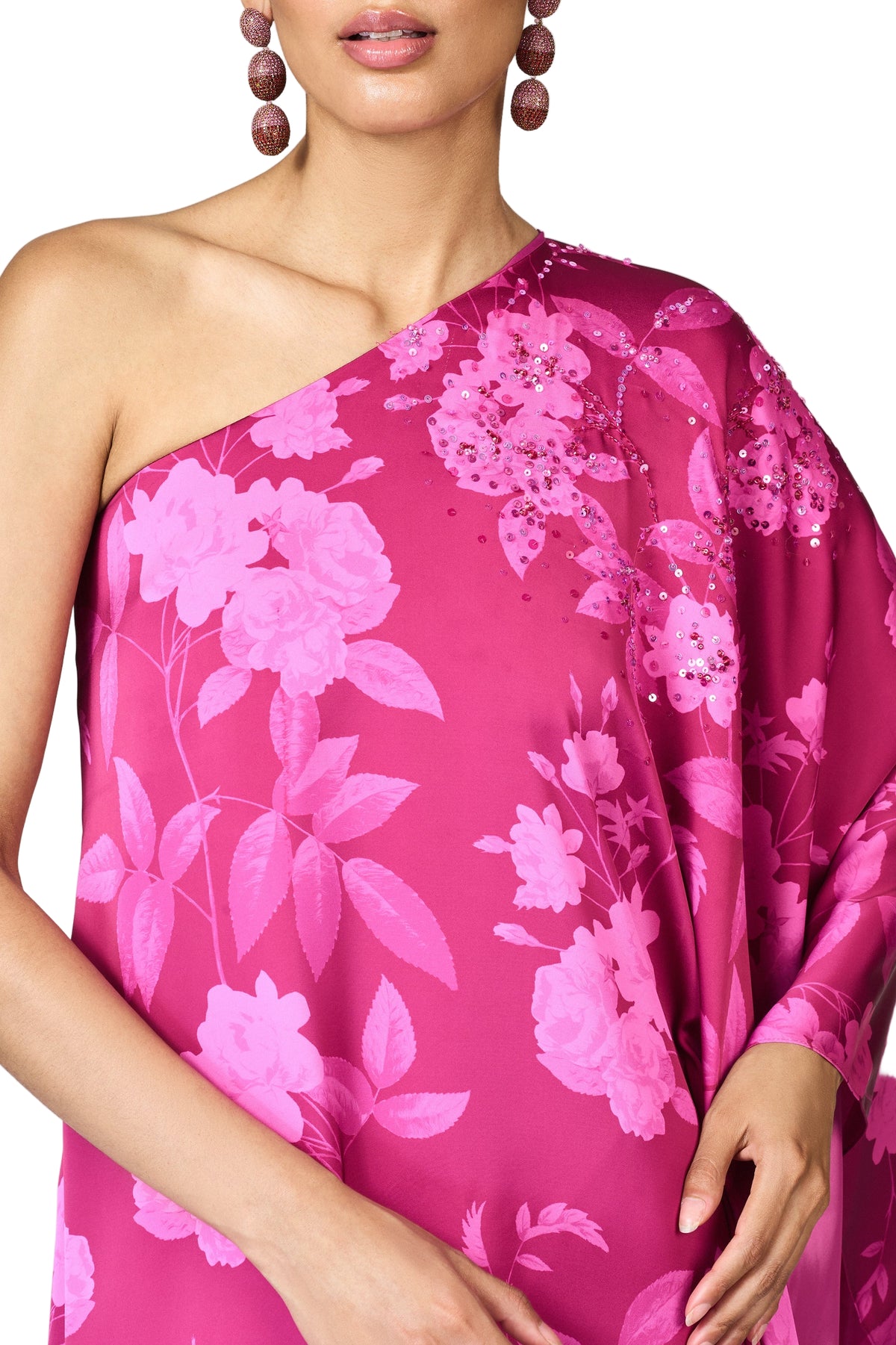 Embellished Demi Gown in Rhodolite Roses